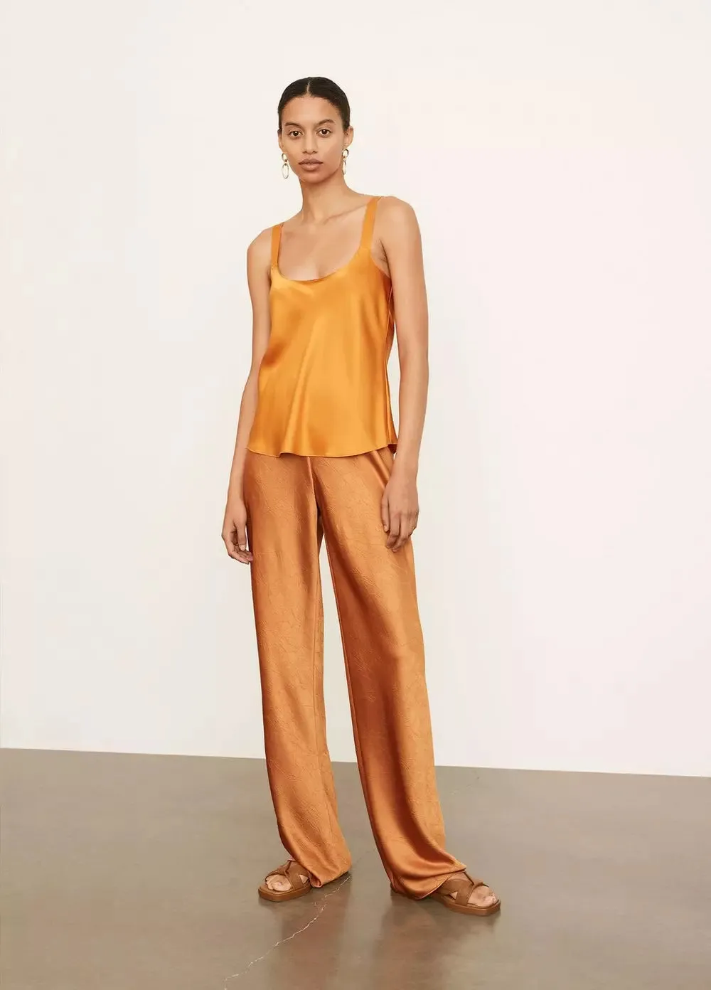 Silk Scoop Neck Camisole - Burnt Orange