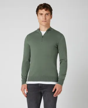 Slim Fit Merino Cotton-Blend Half-Zip Sweater