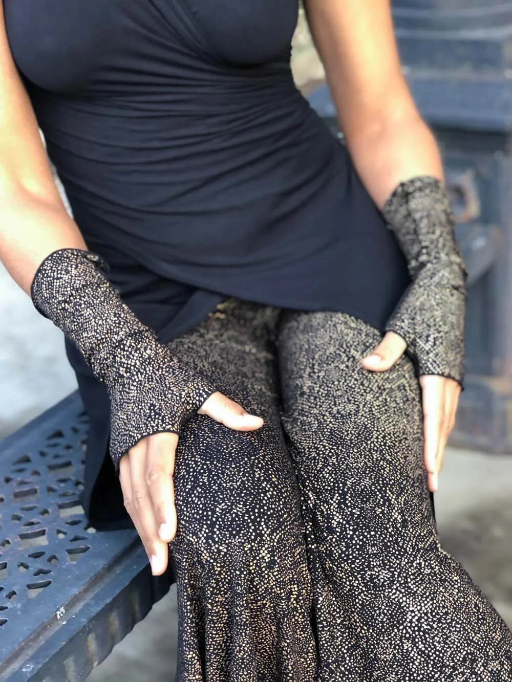 Snake Print Reversible Fingerless Gloves