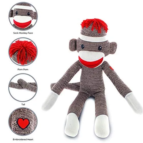 Sock Monkey Stuffed Brown in 6"