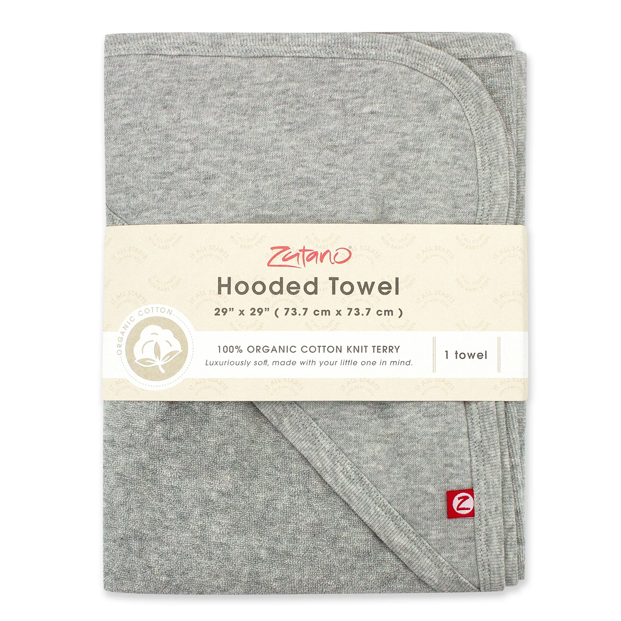 Solid Organic Cotton Knit Terry Hooded Towel - Heather Gray