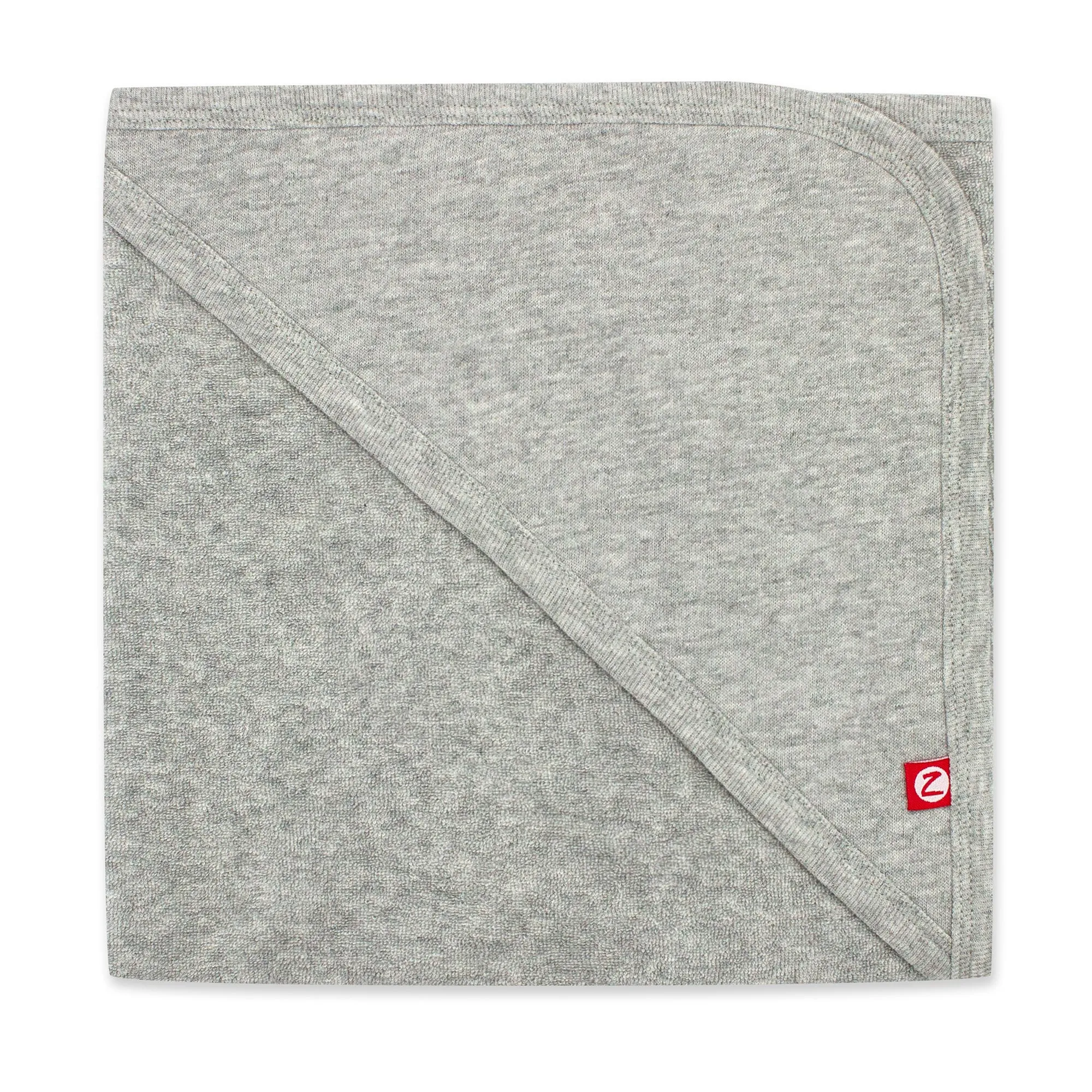 Solid Organic Cotton Knit Terry Hooded Towel - Heather Gray