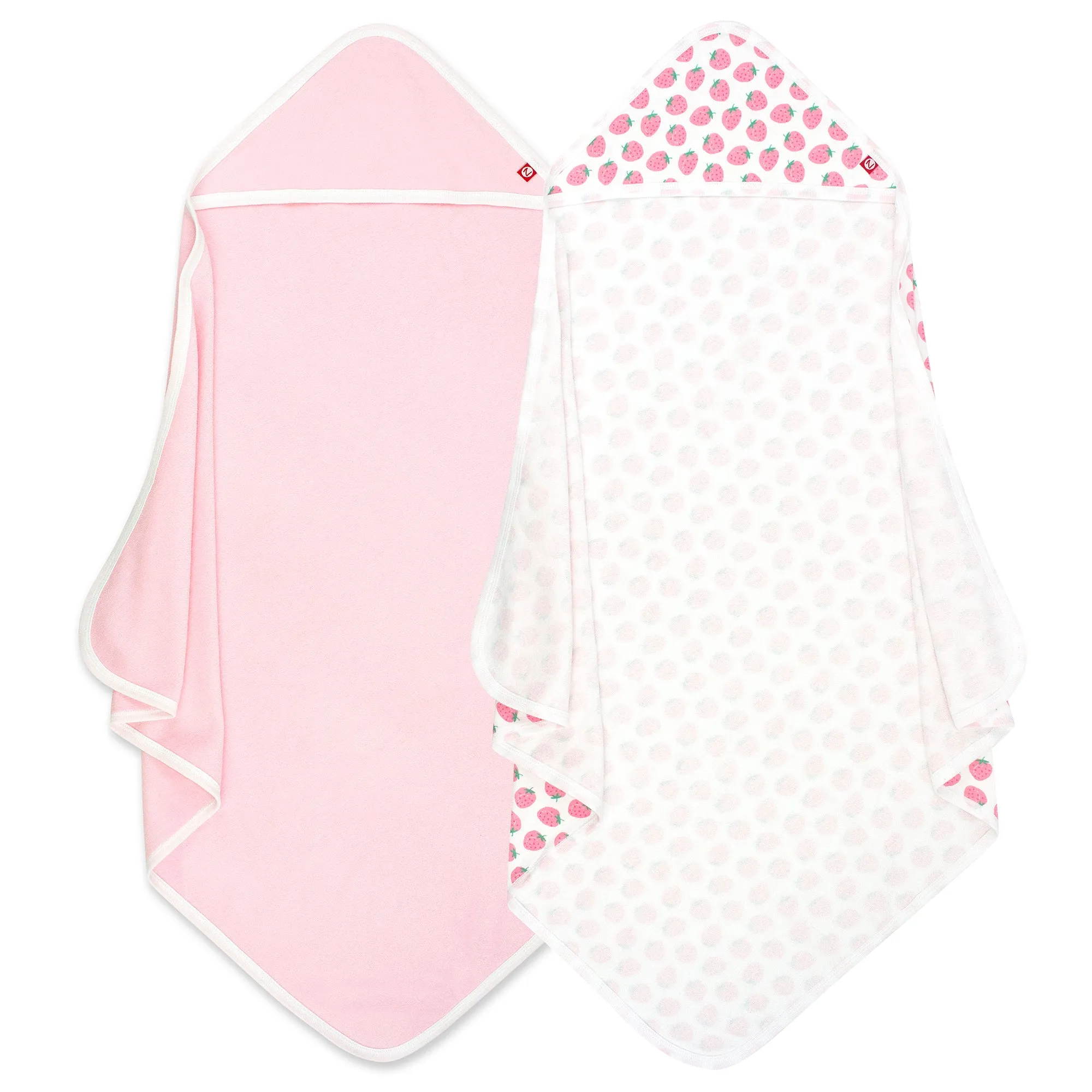 Strawberries Organic Cotton Knit Terry Hooded Towel 2 Pack