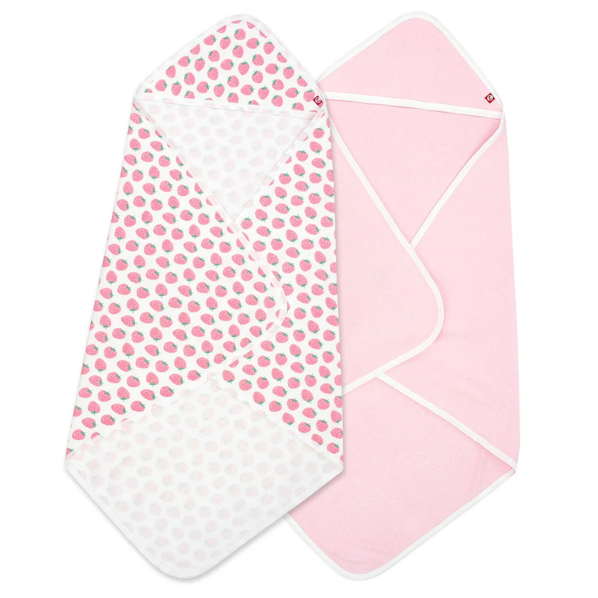 Strawberries Organic Cotton Knit Terry Hooded Towel 2 Pack