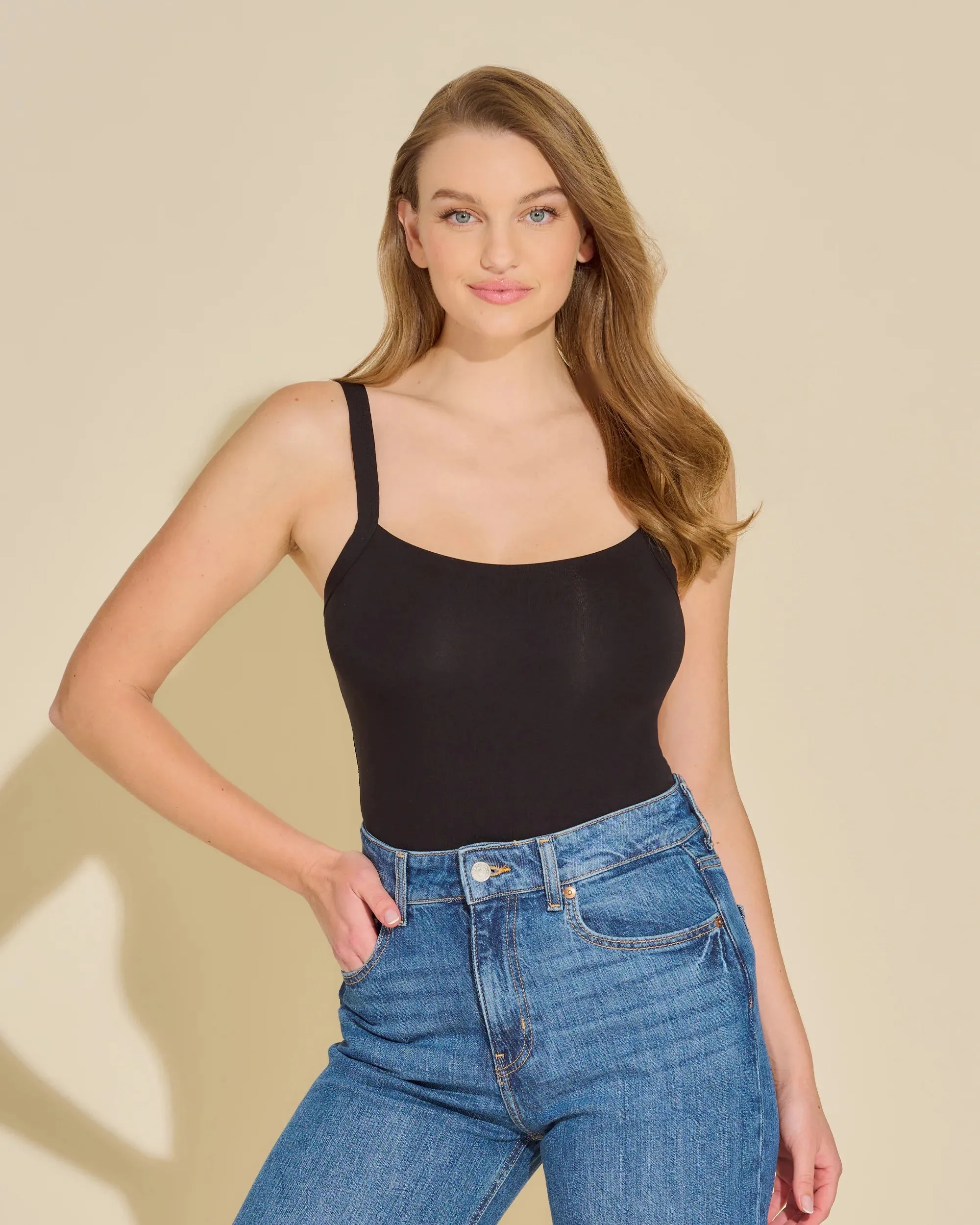 TALCO Curvy Shelf Bra Cami in Black