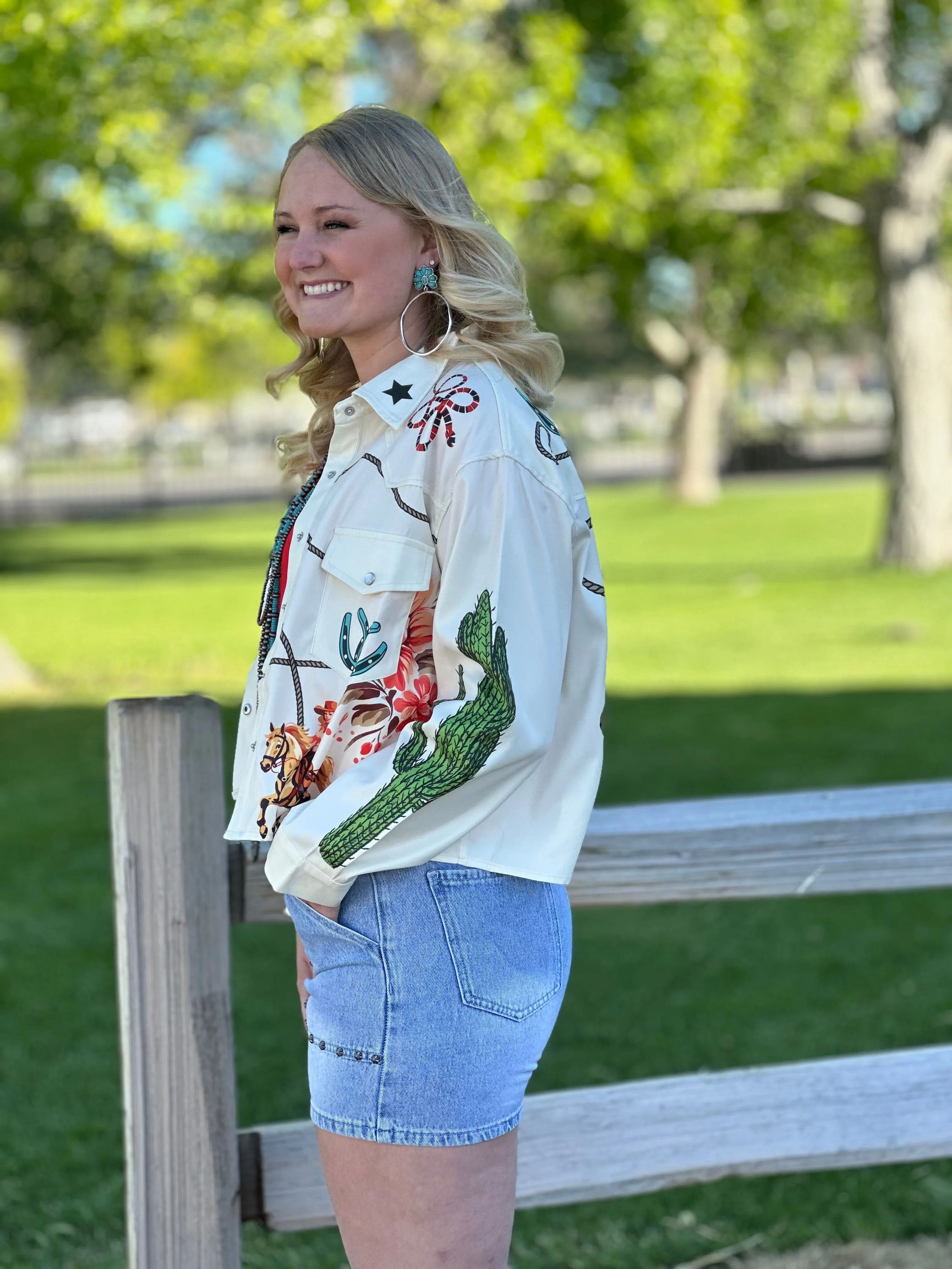 The  Arizona Cactus Cowboy Button Up Top