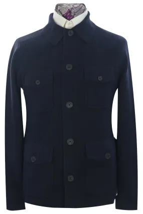 The Haydon Navy Cotton Knitted Overshirt