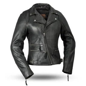 The Monte Carlo Ladies Leather Motorcycle Jacket Black