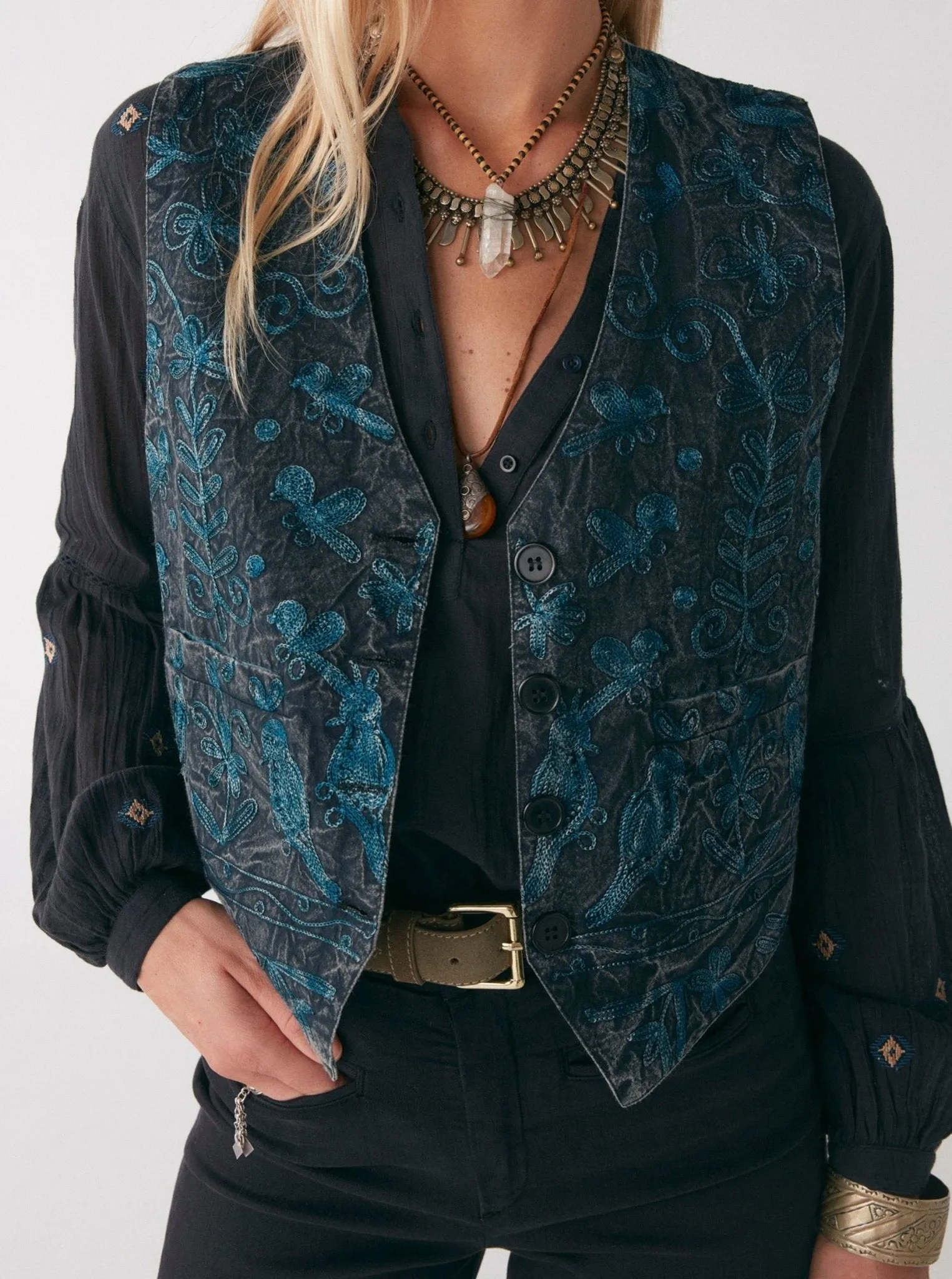 Tirso Vest - Bird Dusty Blue