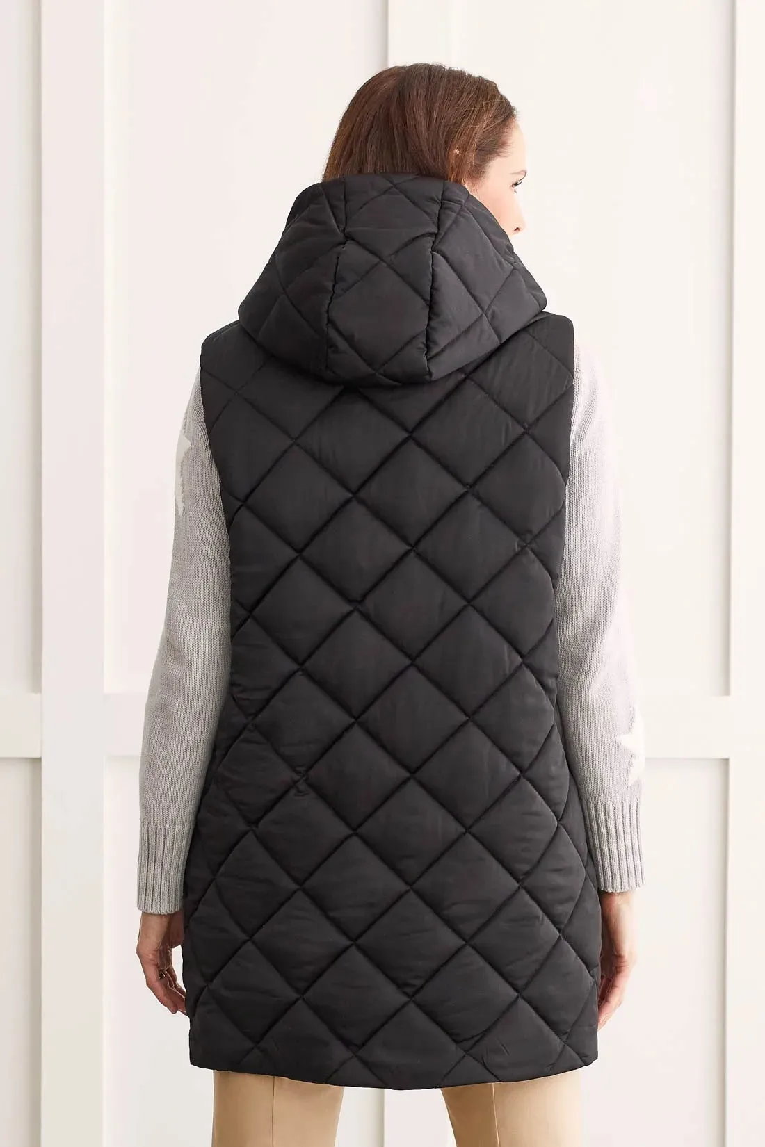 Tribal 14490 Black Reversible Hooded Puffer Vest