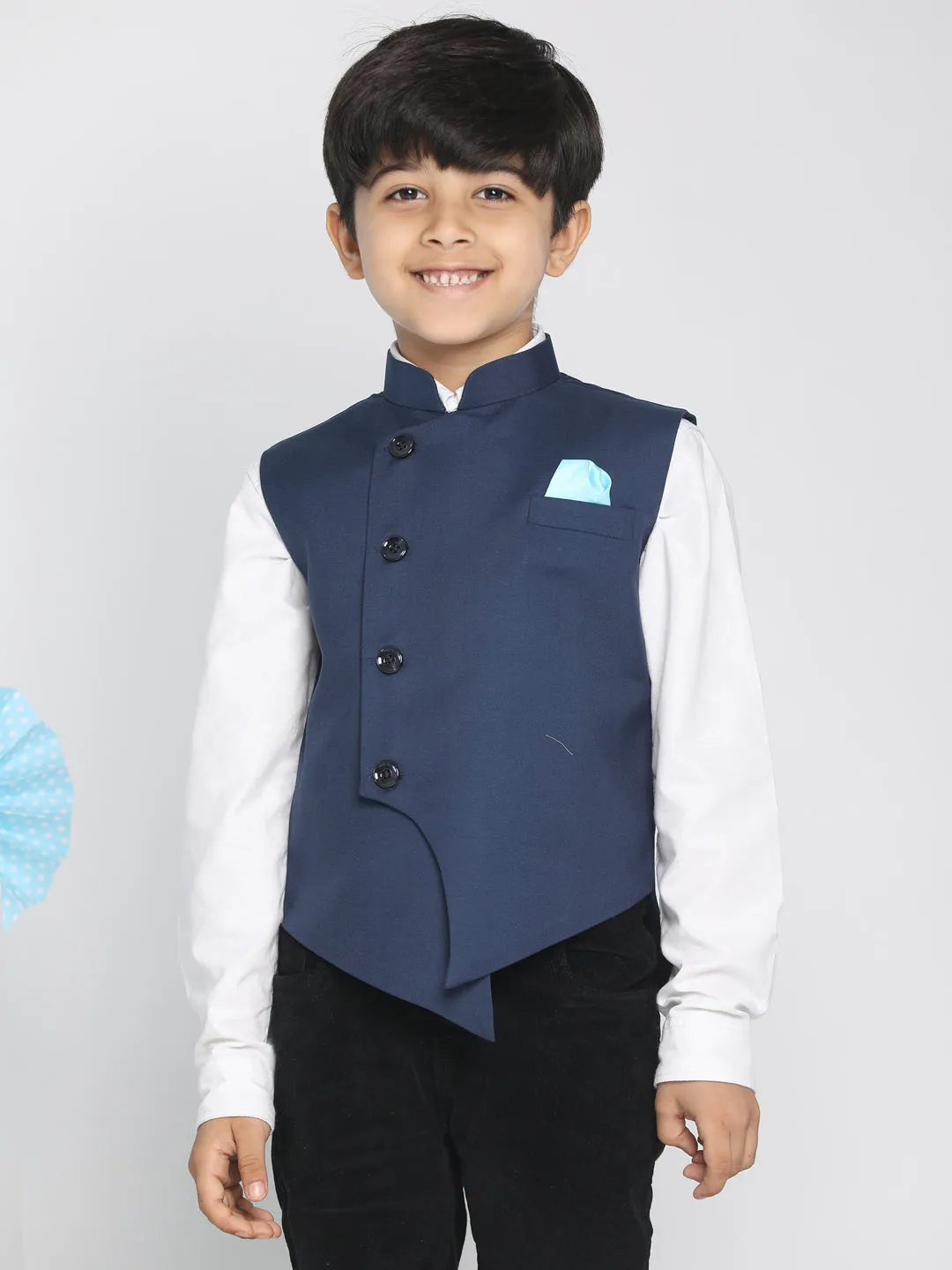 Vastramay Baap Beta Cotton Blend Blue Jacket