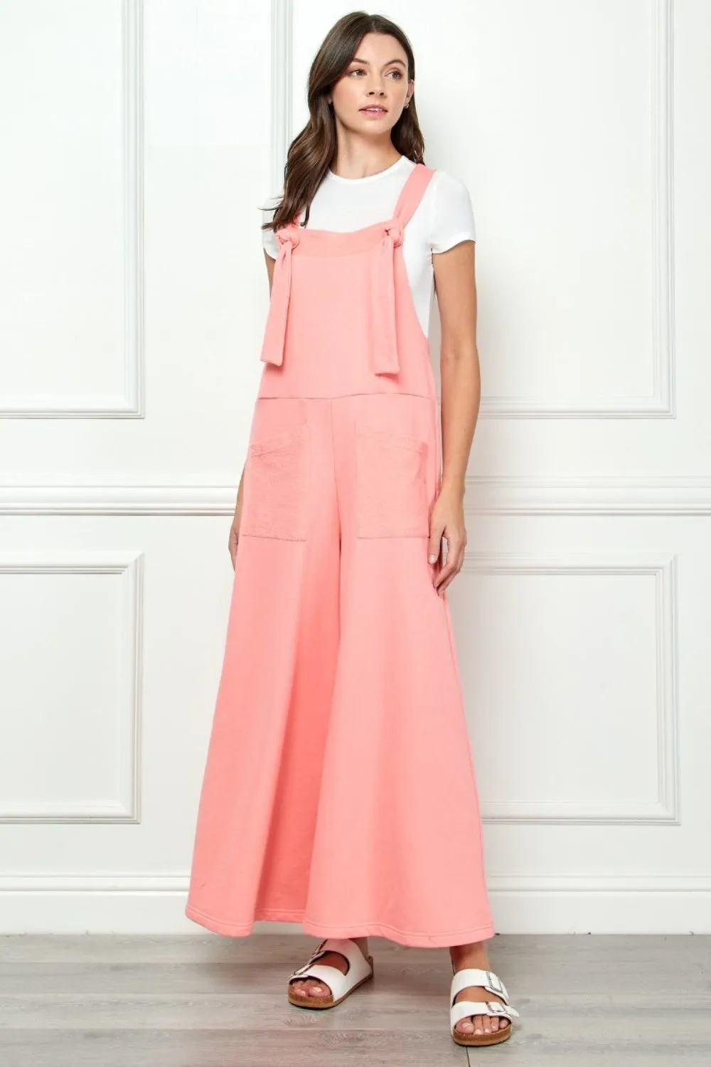 Veveret Wide Strap French Terry Overalls