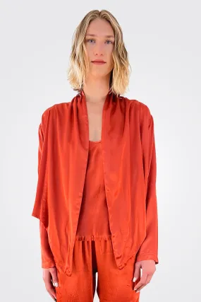 Vintage Satin Cardigan - Tomato