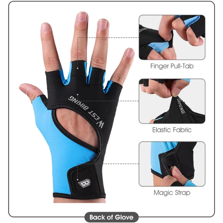 WEST BIKING YP0211217 Cycling Breathable Silicone Palm Gloves Fitness Training Wrist Guard Sports Gloves, Size: XL(Black Blue)