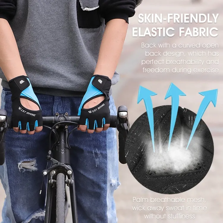 WEST BIKING YP0211217 Cycling Breathable Silicone Palm Gloves Fitness Training Wrist Guard Sports Gloves, Size: XL(Black Blue)