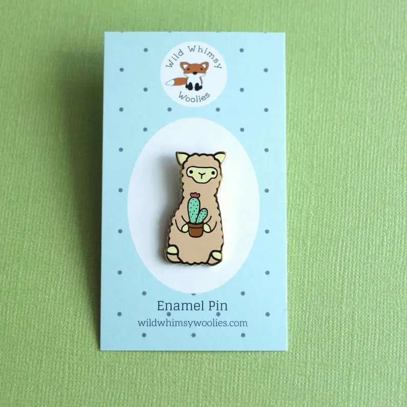 Wild Whimsy Alpaca Cactus Pin