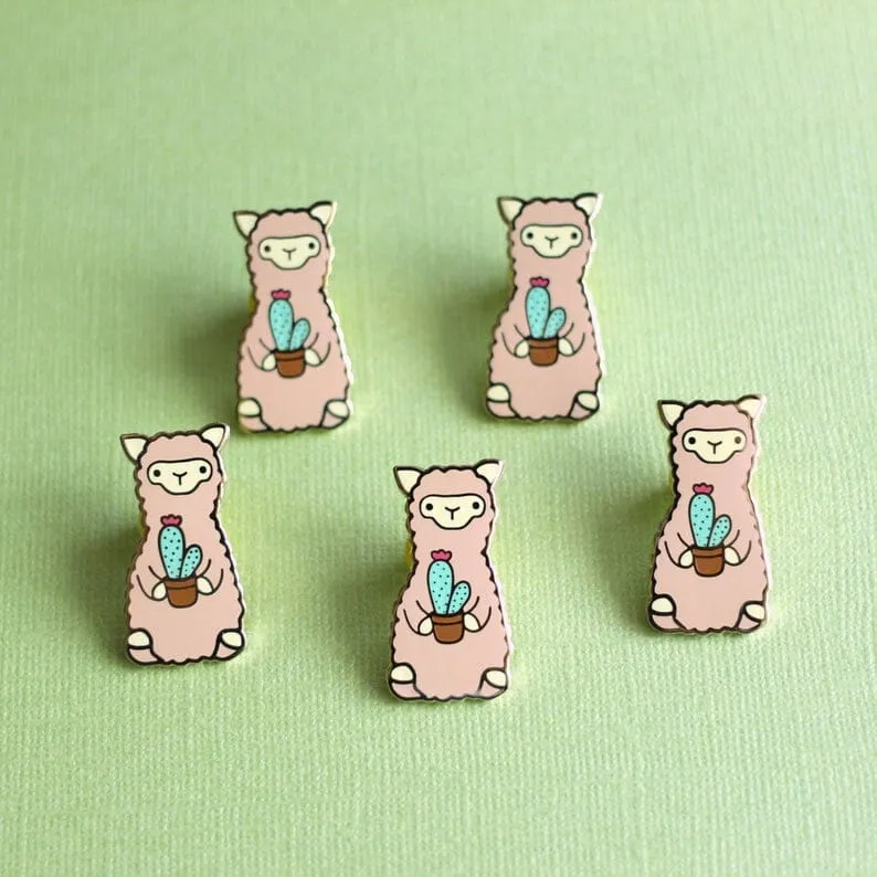 Wild Whimsy Alpaca Cactus Pin