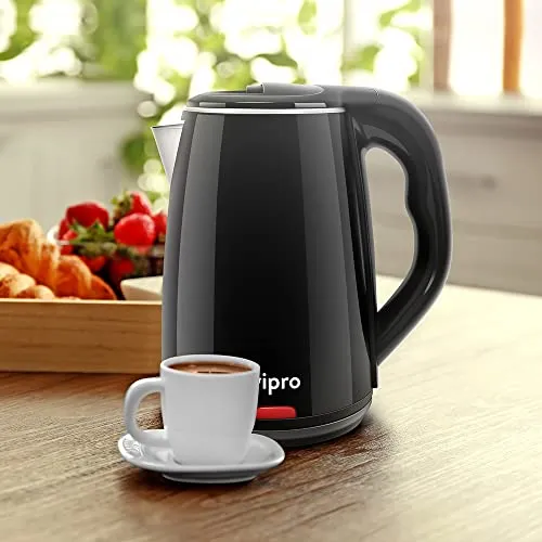 wipro Vesta 1.8 Litre Cool Touch Electric Kettle With Auto Cut Off|Double Layer Outer Body|Triple Protection-Dry Boil,Steam&Over Heat|Stainless Steel Inner Body|(Black,1500 Watt)1.8 Liter,1500 Watt