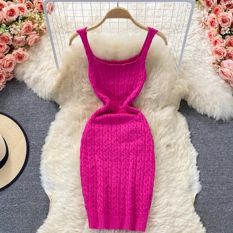 women's knitted vest skirt suspender dress    S4428