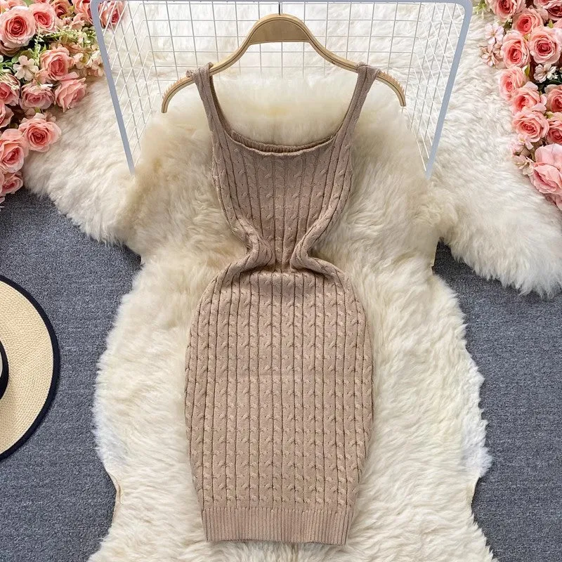 women's knitted vest skirt suspender dress    S4428