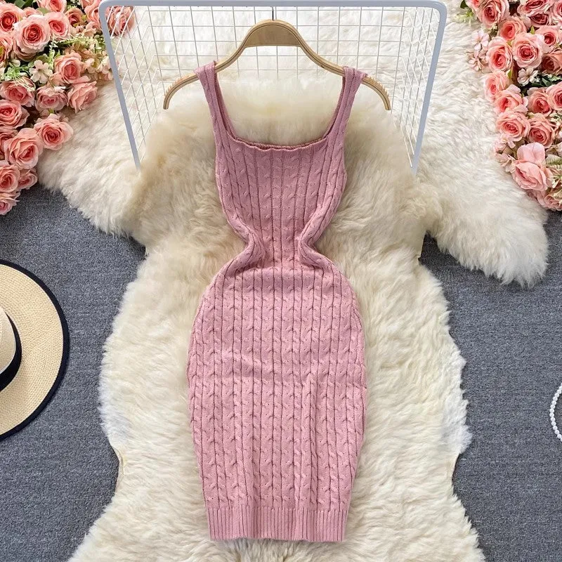 women's knitted vest skirt suspender dress    S4428