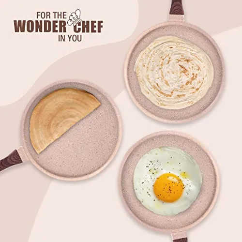 Wonderchef Duralife Die-cast 28 cm Dosa Tawa | 5 Layer Healthy Duramax Non-Stick Coating | Soft Touch Handle | Pure Grade Aluminium | PFOA Free | 2 Year Warranty Ivory