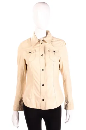 Woodland Vintage Soft Leather Jacket Cream Size 10