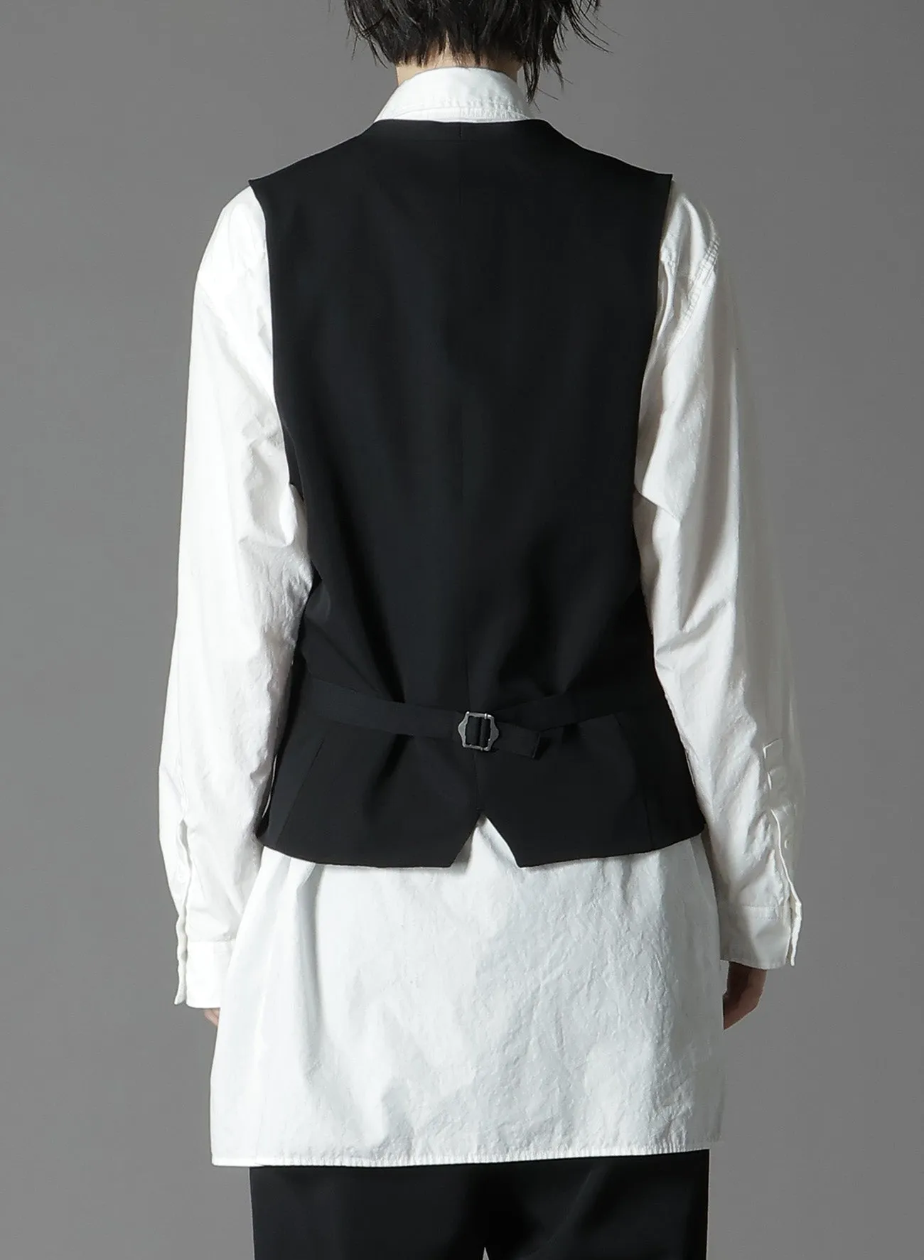 WOOL GABARDINE ZIPPER POCKET VEST