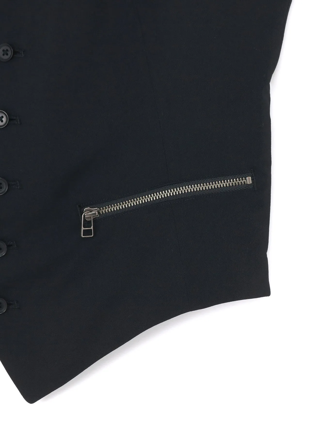 WOOL GABARDINE ZIPPER POCKET VEST