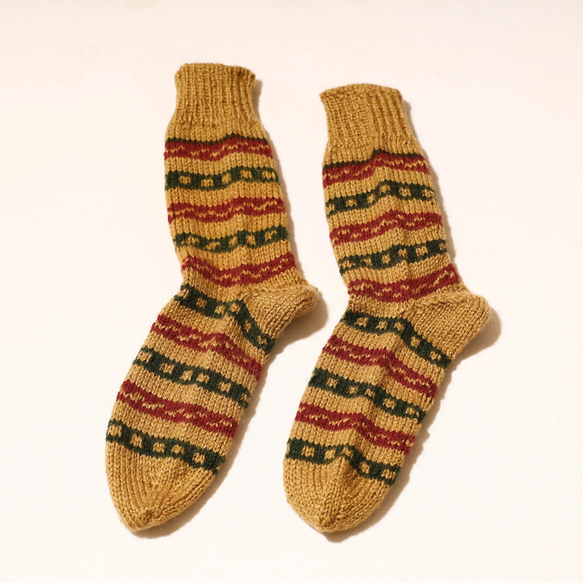 Yellow - Kumaun Hand Knitted Woolen Socks (Adult)