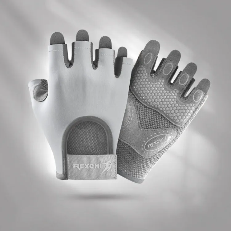 Yoga Sports Gloves Non-slip Shock-absorbing Half-finger Anti-cocoon Gloves, Size: S(Arctic Gray)